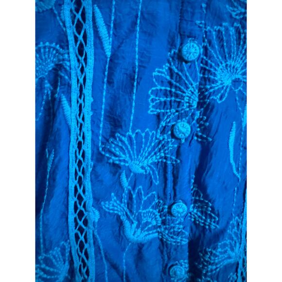 Johnny Was Turquoise Embroidered Daisy Peia Tunic XXS - Picture 5 of 8